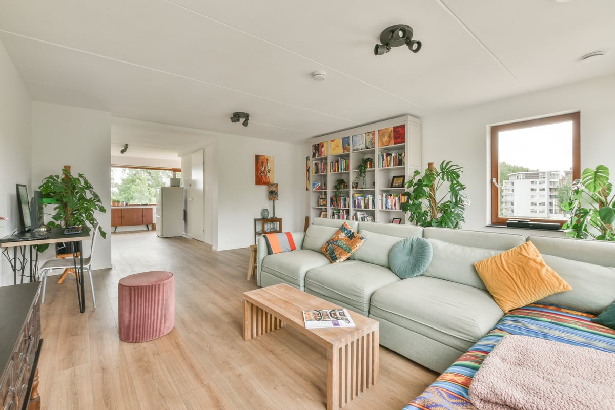 A Living Room with a Couch and a Coffee Table